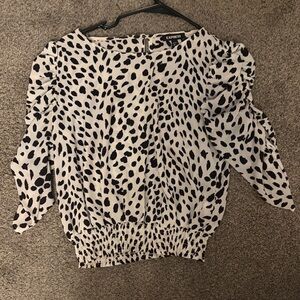 Express Black and White Patterned Blouse